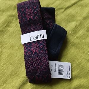 Bar III Burgundy Patterned Men's Cotton Tie